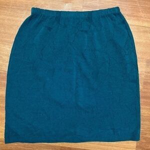 Vtg Acrylic Teal Knit Skirt 2X‎